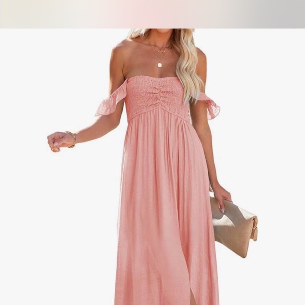 Amazon Strapless Pink Maxi Dress